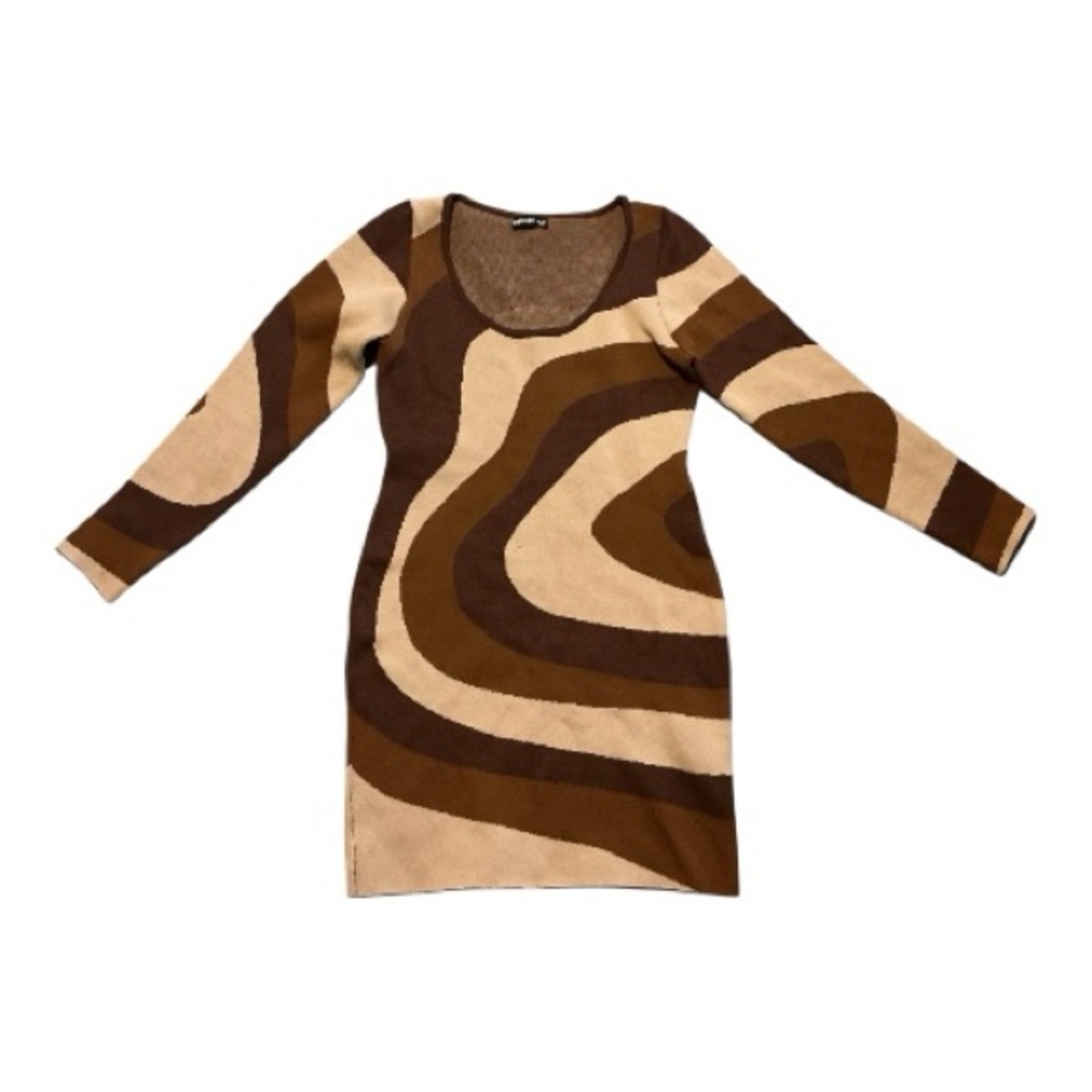 Rehab Brown and Tan Long Sleeve Dress Sz M